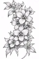 primrose, iris, and violets tattoo design idea