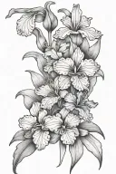 primrose, iris, and violets tattoo design idea