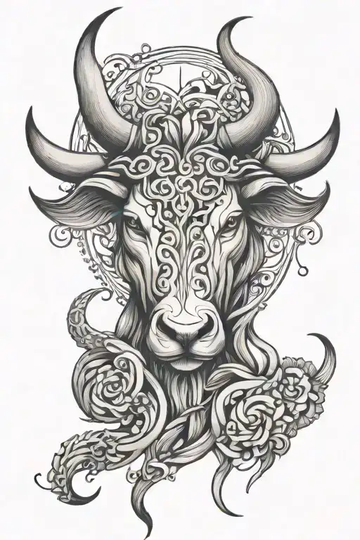 taurus zodiac sign intertwined tattoo design idea