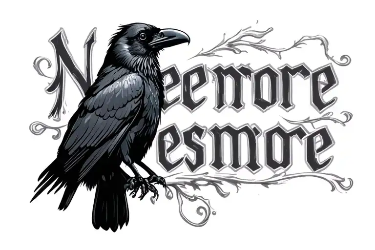"Nevermore" raven tattoo design idea