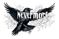"Nevermore" raven tattoo design idea