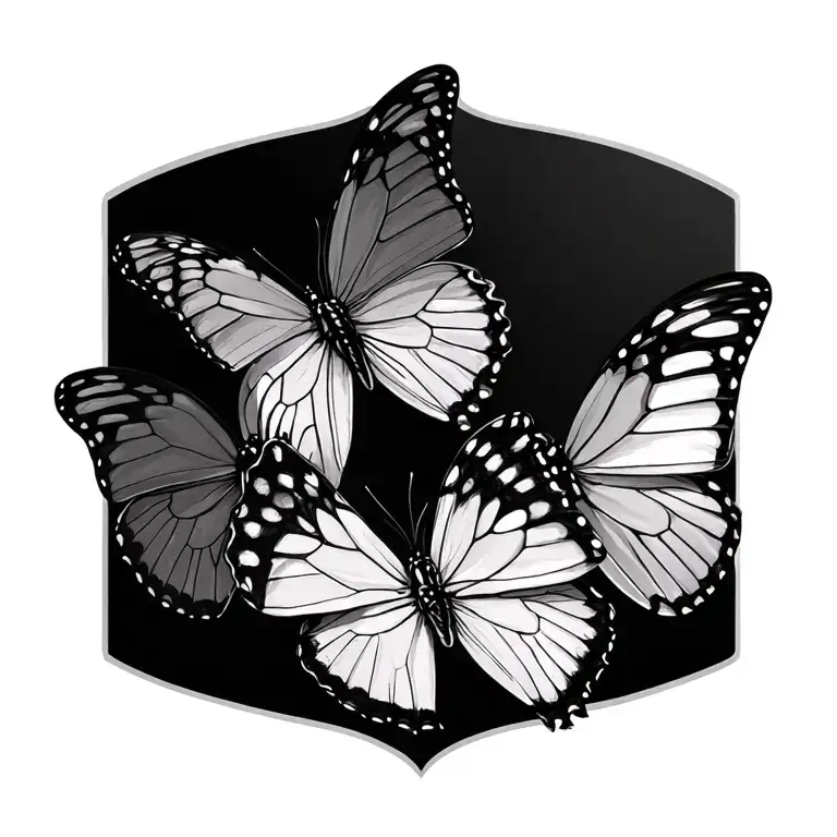 3 small butterflies flying together tattoo design idea