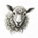 delicate lamb laying tattoo design idea