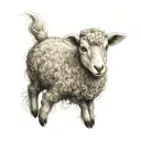 delicate lamb laying tattoo design idea