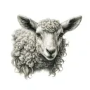 delicate lamb laying tattoo design idea