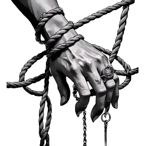 Bdsm, hands, rope, subtle tattoo design idea