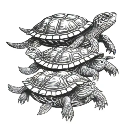 3 red eared slider turtles one has a halo tattoo design idea