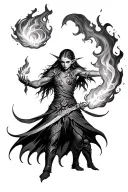 high elf casting fireball tattoo design idea