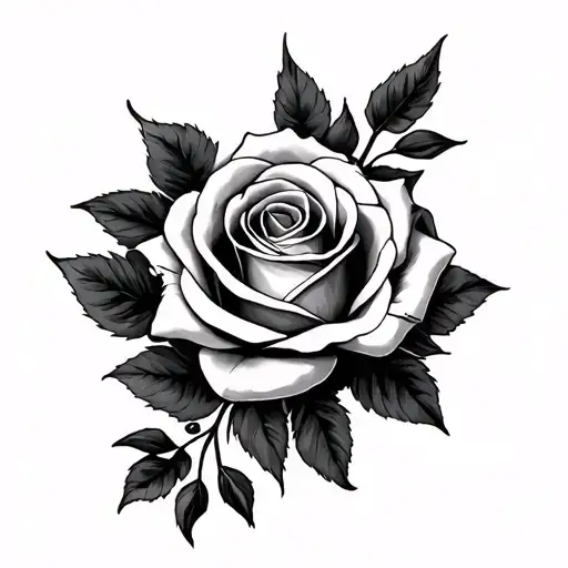 beauty and the beast rose tattoo design idea