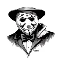 monopoly man x Jason mask scary tattoo design idea