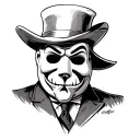 monopoly man x Jason mask scary tattoo design idea