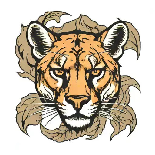 mountain lion head tattoo design idea