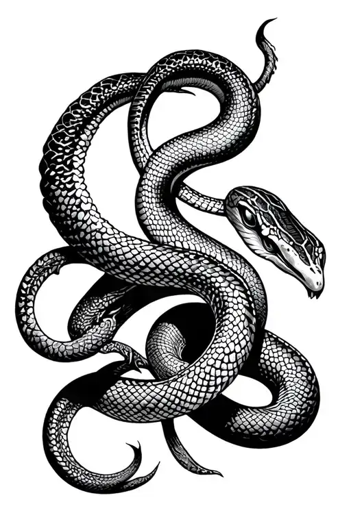 snake interwined. simple black and grey traditional with significant negative space. a touch of Mexican designs tattoo design idea