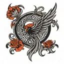 tiny black and red phoenix tattoo design tattoo design idea