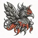 tiny black and red phoenix tattoo design tattoo design idea
