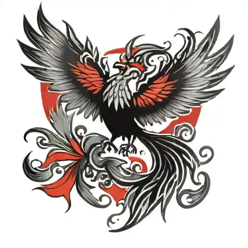 tiny black and red phoenix tattoo design tattoo design idea