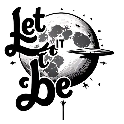 "Let it be" Outer space object like moon or a planet, time reference a dial, subtle word reference let it be, relaxing, ocean, human tattoo design idea