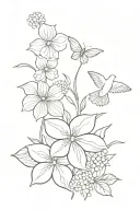 2 sand dollar, hydrangeas, honey suckles, dove, pretty, sparkly tattoo design idea