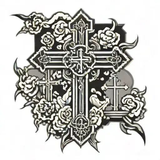three crosses with a cool back ground tattoo design idea