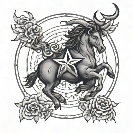 zodiac signs with Taurus aqurias and sagittarius zodiac sign in a small circle  tattoo design idea