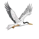 flying heron facing left tattoo design idea
