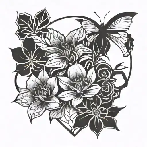 Create a blackwork tattoo featuring the Honda logo intertwined with a geometric floral pattern tattoo design idea