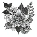 Create a blackwork tattoo featuring the Honda logo intertwined with a geometric floral pattern tattoo design idea
