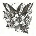 Create a blackwork tattoo featuring the Honda logo intertwined with a geometric floral pattern tattoo design idea