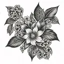 Create a blackwork tattoo featuring the Honda logo intertwined with a geometric floral pattern tattoo design idea