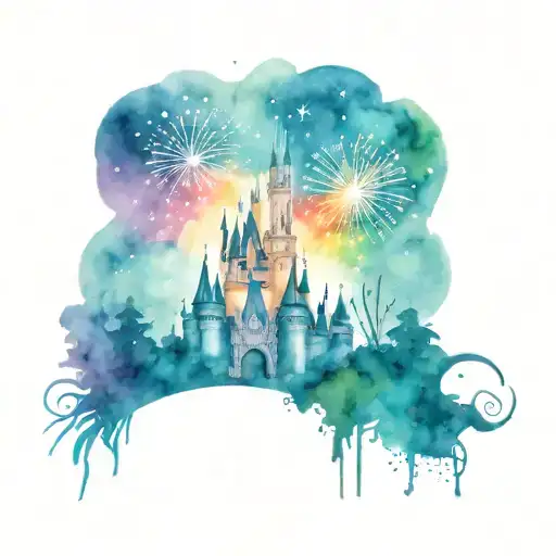 Disney Castle and Fireworks tattoo design idea
