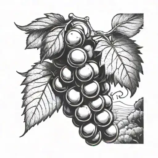 fist wine grapes tattoo design idea
