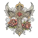 cross with blessed on it tattoo design idea
