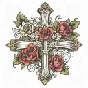 cross with blessed on it tattoo design idea