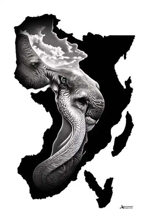 big 5 south africa continent tattoo design idea