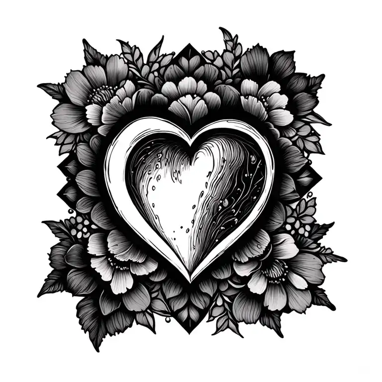 Mini fine and realistic floral mandala for the wrist with a full heart inside tattoo design idea