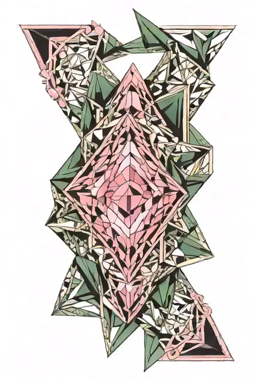 pink tourmaline emerald shape simple diamond ribbon tattoo design idea