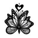dark butterfly with small heart on top tattoo design idea