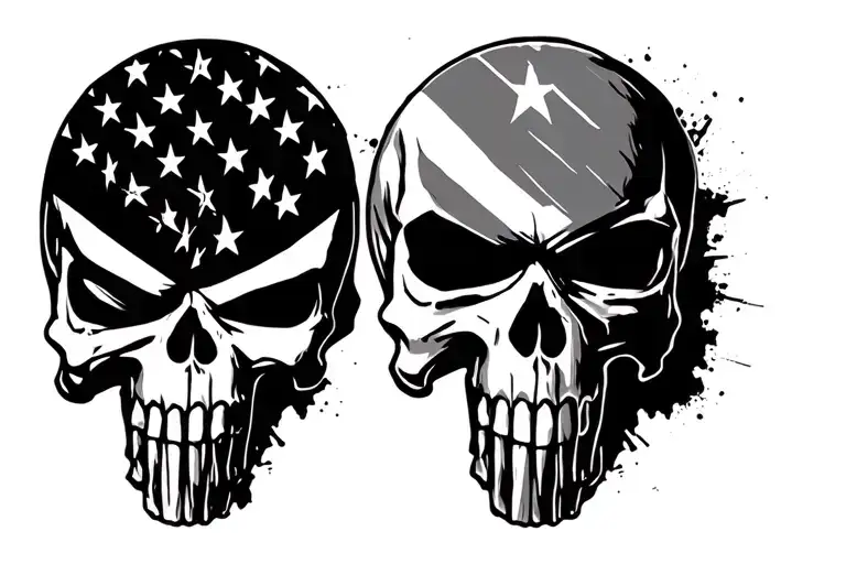 punisher skull with American flag tattoo design idea