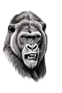 silverback gorilla angry with a lion tattoo design idea