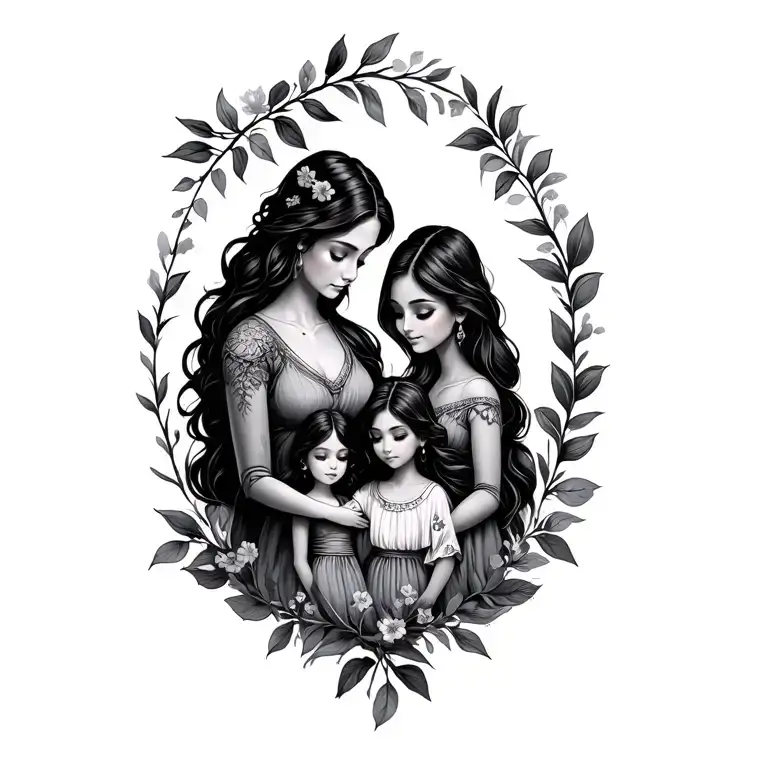 family, mama, protector, daughter, granddaughter  tattoo design idea