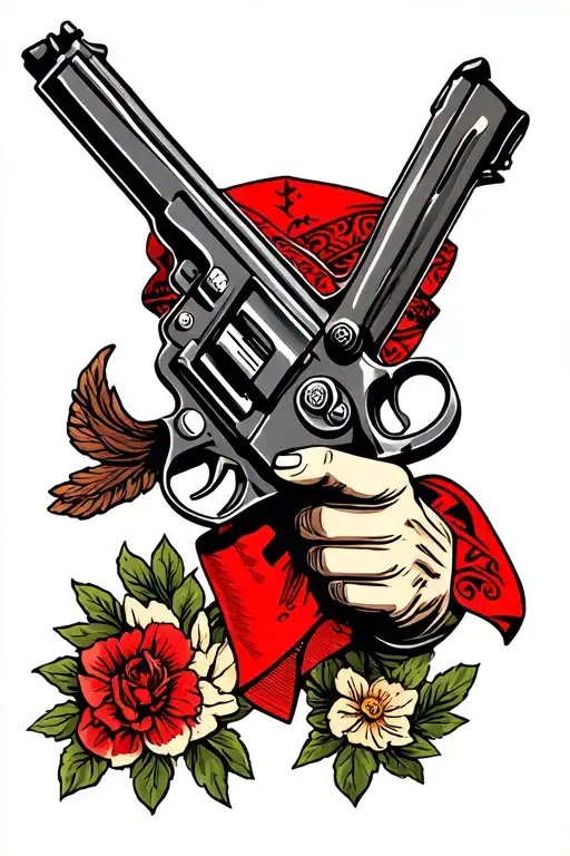 red bandana with red ryder bb gun tattoo design idea
