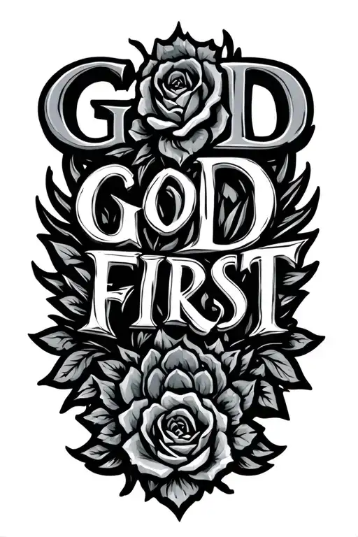 god first text tattoo design idea