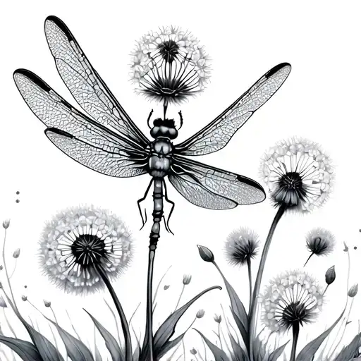 Dragonfly Dandelion tattoo design idea