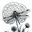 Dragonfly Dandelion tattoo design idea