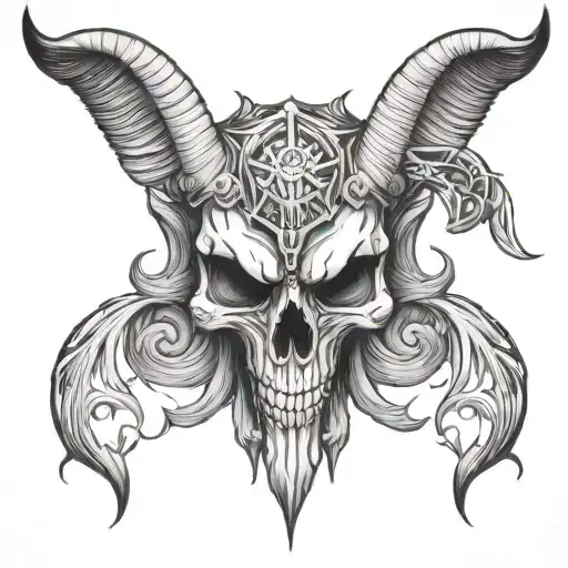 baphomet skull tattoo design idea