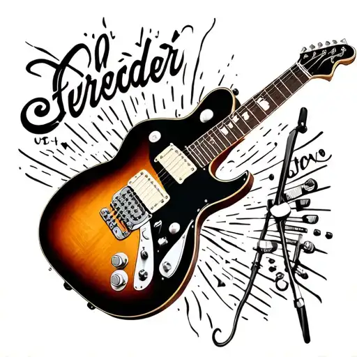 fender telecaster in sunburst and Gibson sg in black tattoo design idea