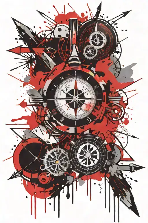 arrow with compass tattoo design idea