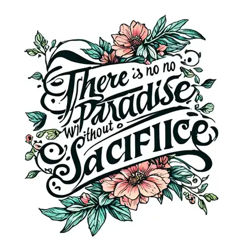 Lettering this quote: There is no paradise without sacrifice  tattoo design idea