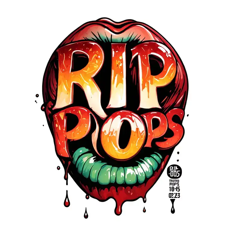 "RiP PoPs 10•18•55-02•10•23" tears flowing tattoo design idea
