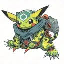 Pikachu dressed in a Gir from invader zim onesie tattoo design idea